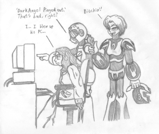 This actually happened, too! Well sorta. That's me, Synchro, and Friction Burn. Me, myself, and I!